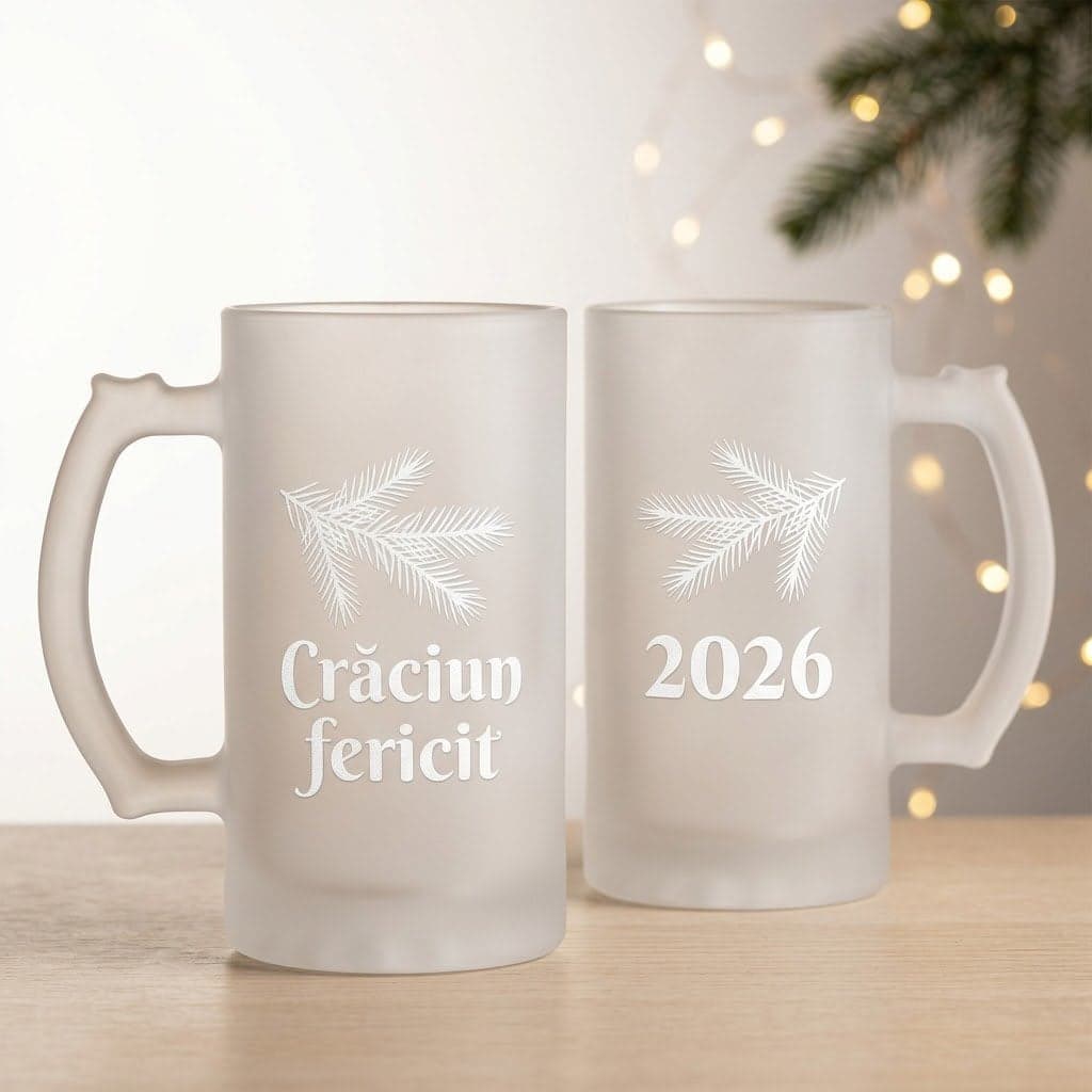 Set 2 halbe din sticlă , cadou pentru Crăciun
