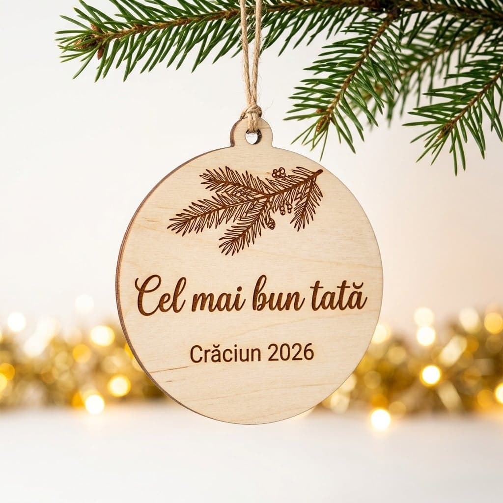 Glob de Crăciun din lemn gravat pentru tata