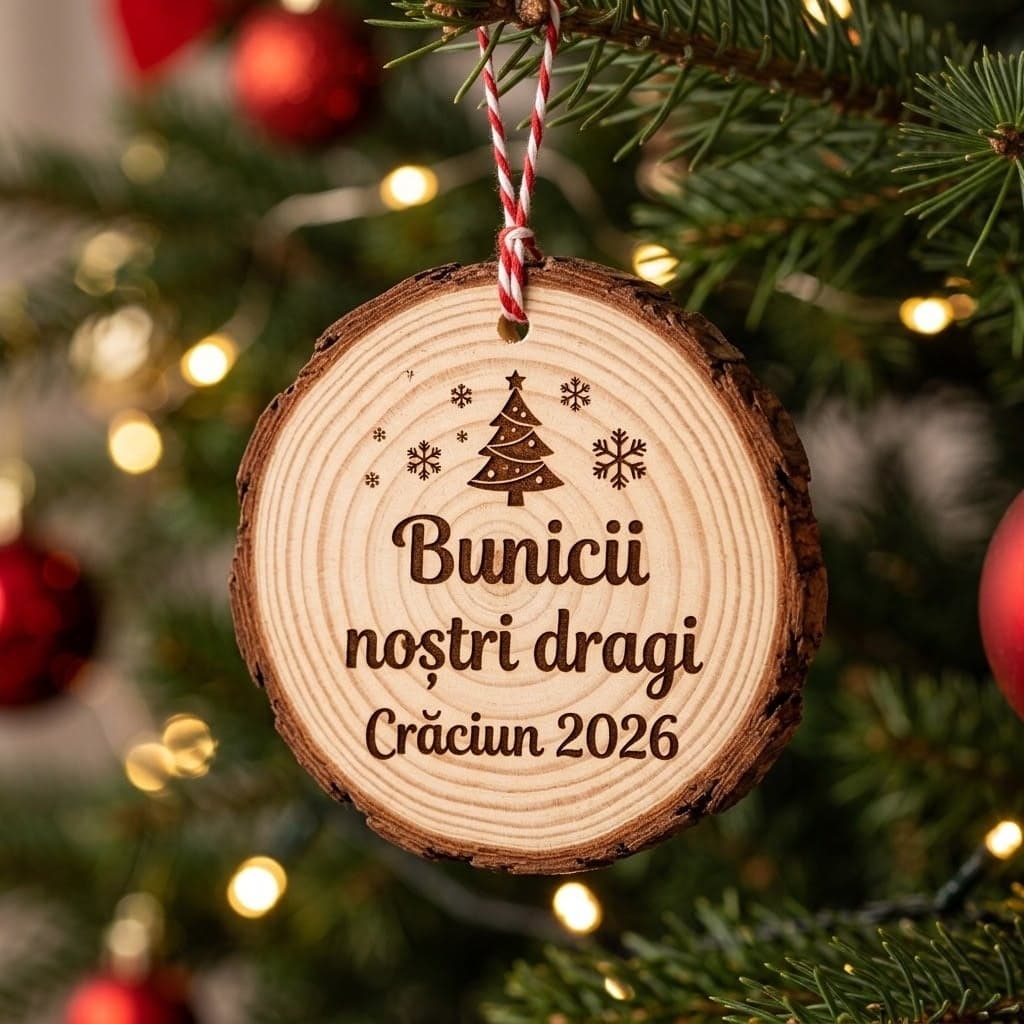 Glob de Crăciun din lemn gravat pentru bunici