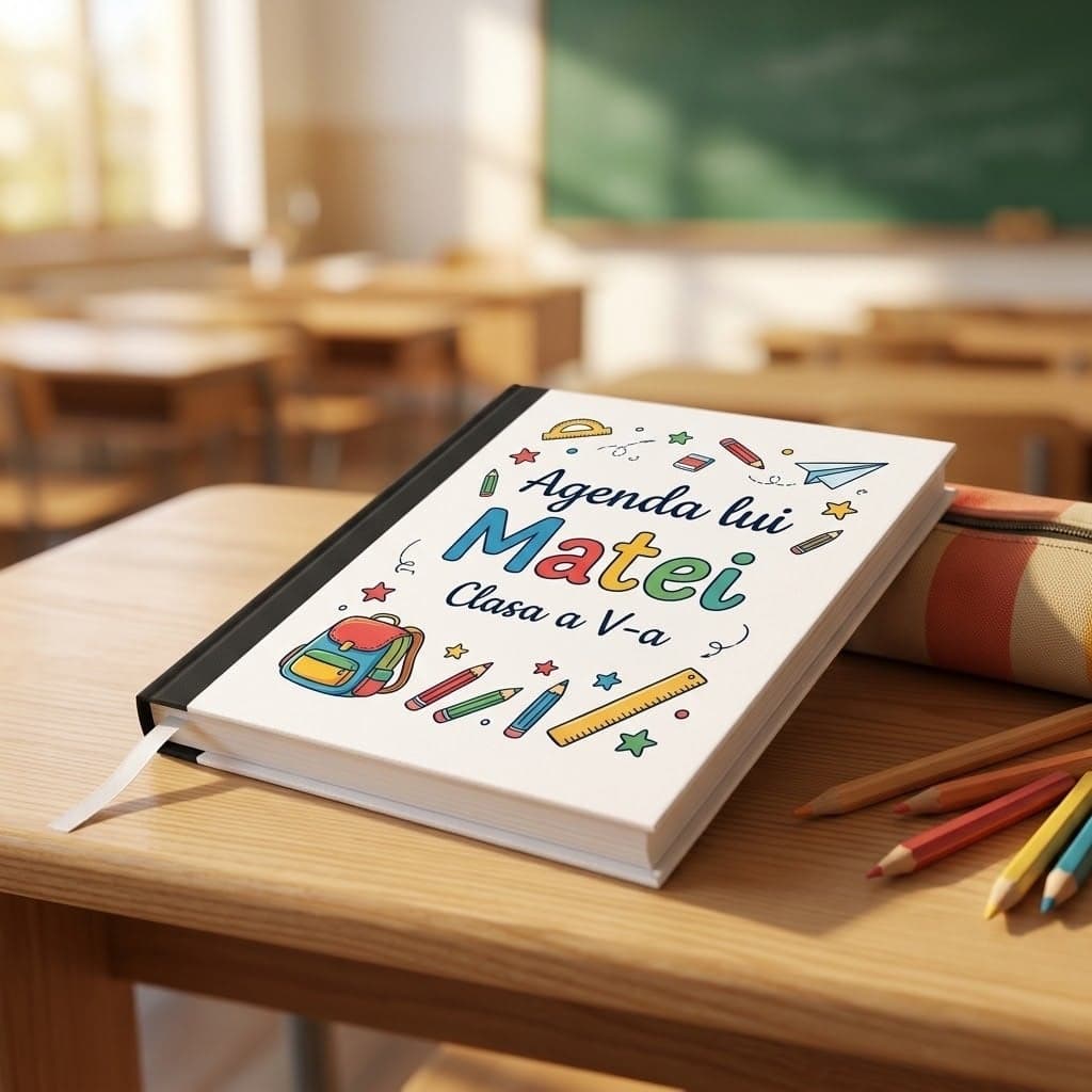 Agendă personalizată cu coperta ta, cadou pentru început de școală