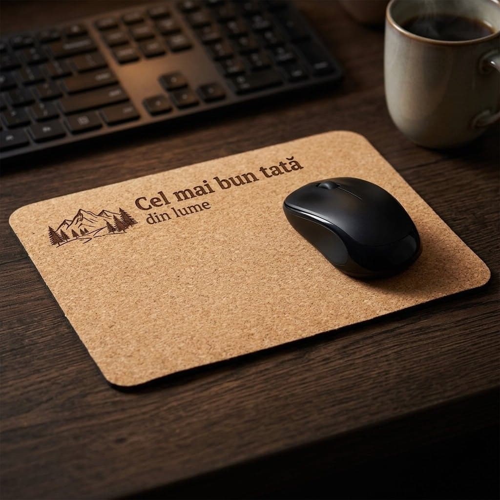 Mousepad din plută gravat, cadou pentru tată
