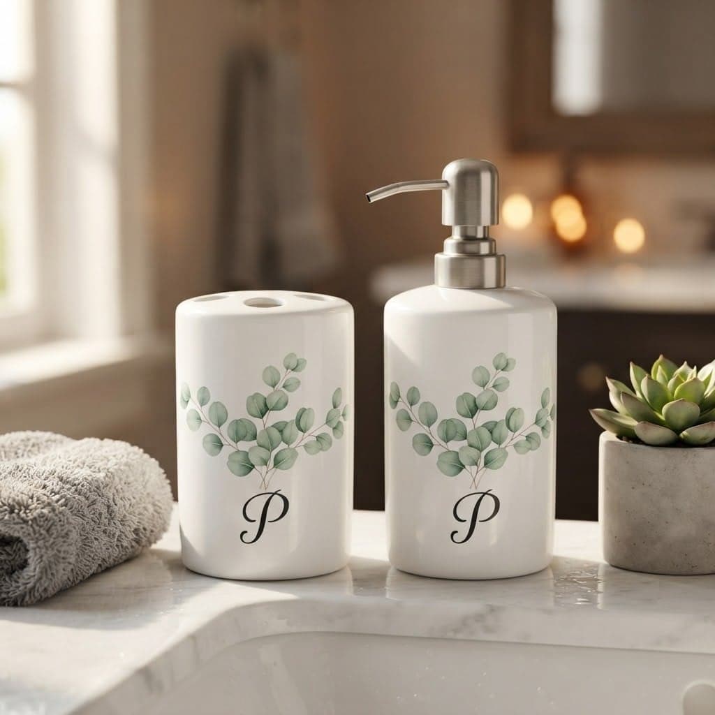 Set de baie personalizat: dozator și suport periuțe