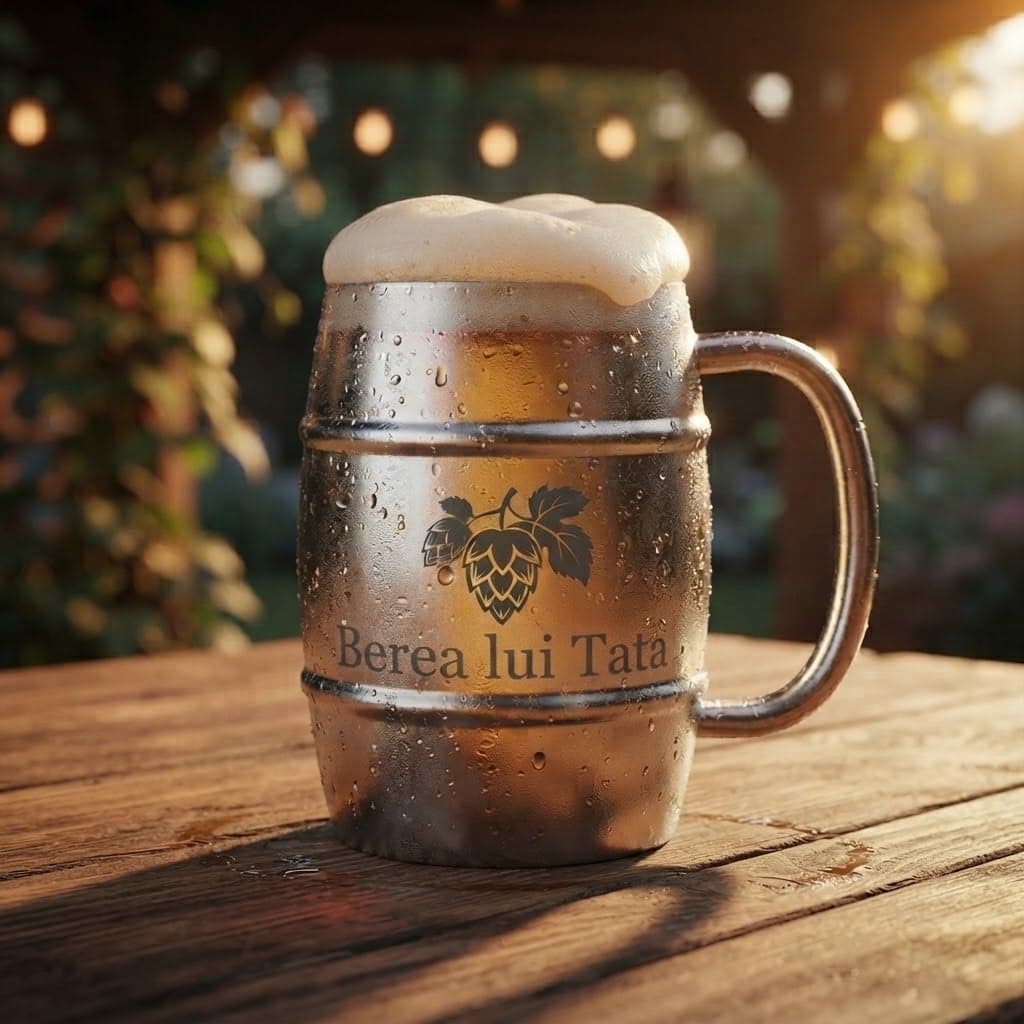 Halbă metalică gravată, 500 ml