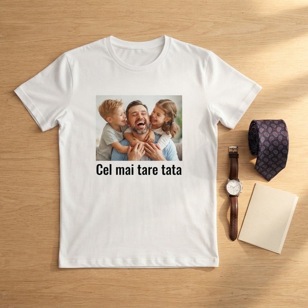 Tricou personalizat cu poză, cadou de Ziua Tatălui