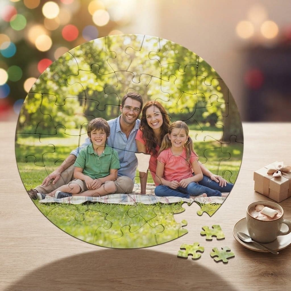 Puzzle rotund cu poză, personalizat