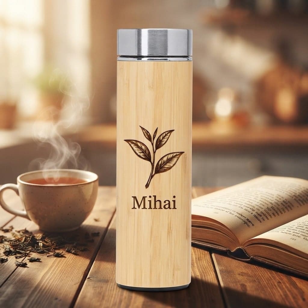 Termos din bambus gravat, 500 ml