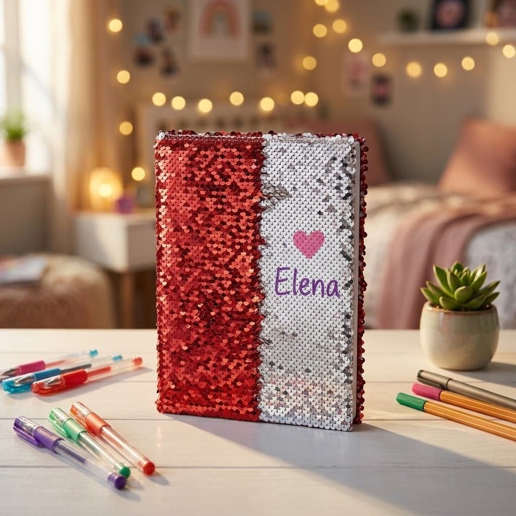 Agendă A5 cu paiete magice, personalizată