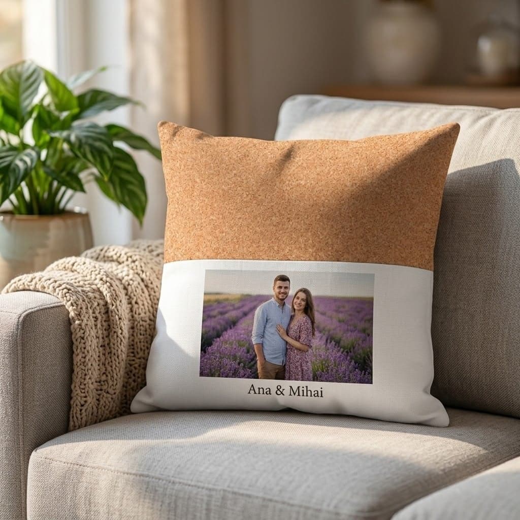 Pernă din plută și textil, personalizată