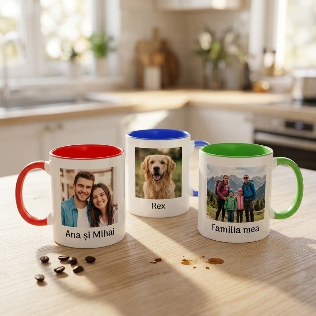 Cană cu interior și toartă colorate, personalizată